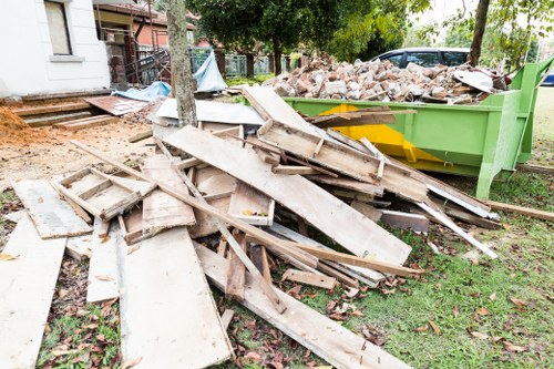 Professional waste clearance team at a construction site