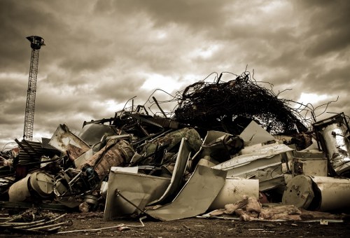 Variety of construction waste materials ready for clearance